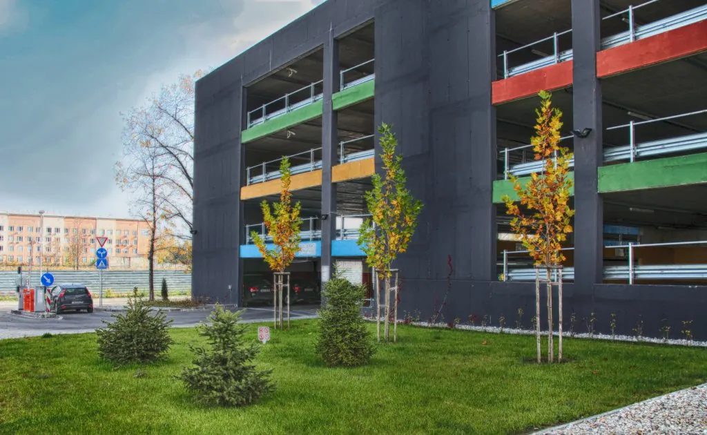 Multi-level parking garage at Sofia Tech Park